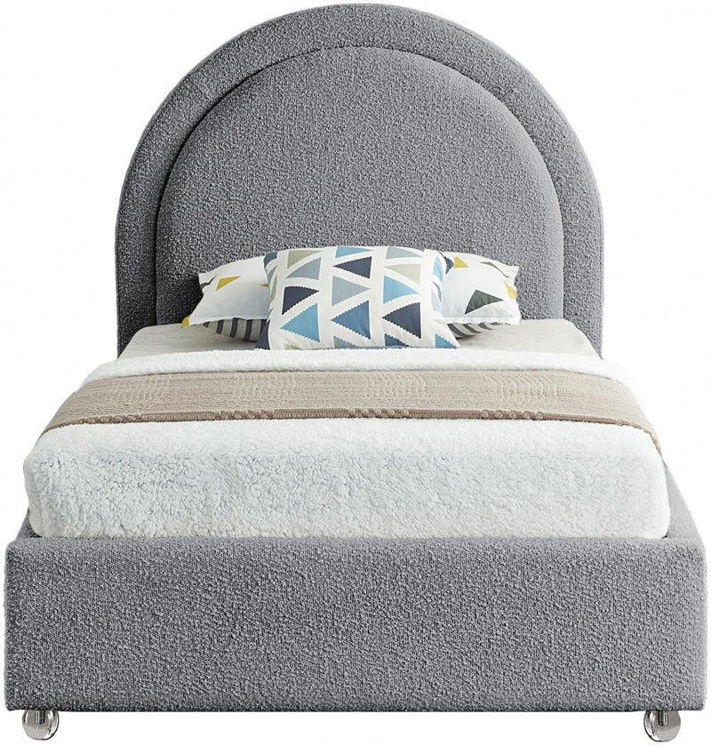 Milo Boucle Fabric Twin Bed Grey - Gate FurnitureTwin Bed