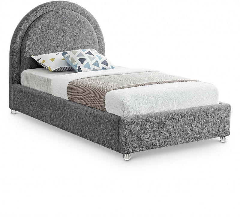 Milo Boucle Fabric Twin Bed Grey - Gate FurnitureTwin Bed