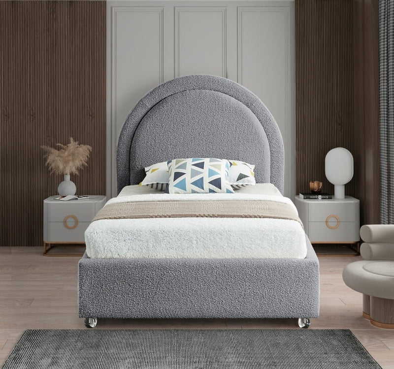 Milo Boucle Fabric Twin Bed Grey - Gate FurnitureTwin Bed
