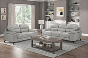Mischa Silver Grain Top Grain Leather Living Room Set - Gate FurnitureLiving Room Set