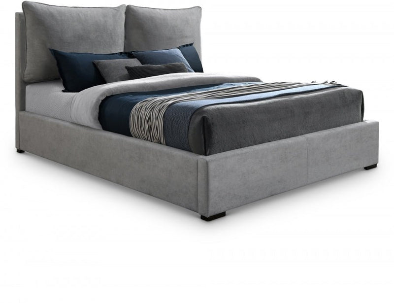 Misha Fabric King Bed (3 Boxes) Grey - Gate FurnitureKing Bed