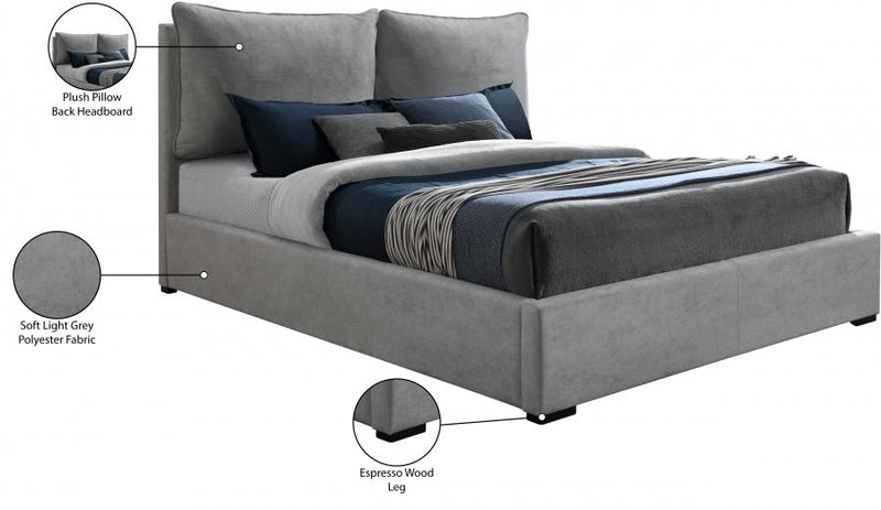 Misha Fabric King Bed (3 Boxes) Grey - Gate FurnitureKing Bed