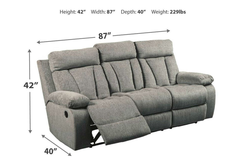 Mitchiner Fog Reclining Sofa with Drop Down Table - Gate FurnitureReclining Sofa