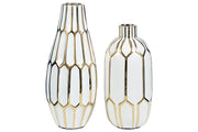 Mohsen Gold Finish/White Vase (Set of 2) - Gate FurnitureVase