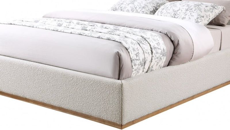 Monaco Boucle Fabric King Bed Cream - Gate FurnitureKing Bed