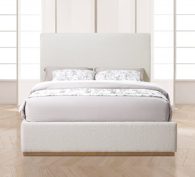 Monaco Boucle Fabric King Bed Cream - Gate FurnitureKing Bed