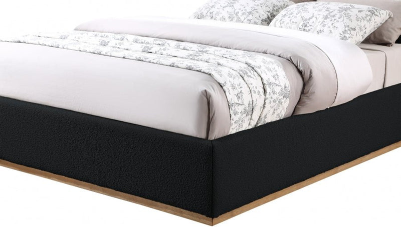 Monaco Boucle Fabric Queen Bed Black - Gate FurnitureQueen Bed