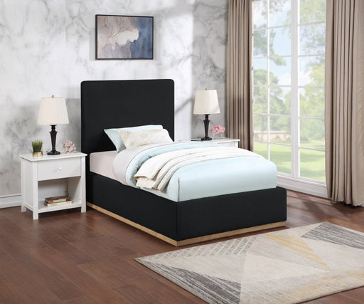 Monaco Boucle Fabric Twin Bed Black - Gate FurnitureTwin Bed