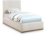 Monaco Boucle Fabric Twin Bed Cream - Gate FurnitureTwin Bed