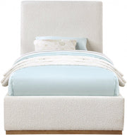 Monaco Boucle Fabric Twin Bed Cream - Gate FurnitureTwin Bed