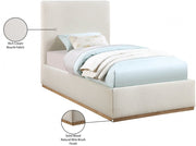 Monaco Boucle Fabric Twin Bed Cream - Gate FurnitureTwin Bed
