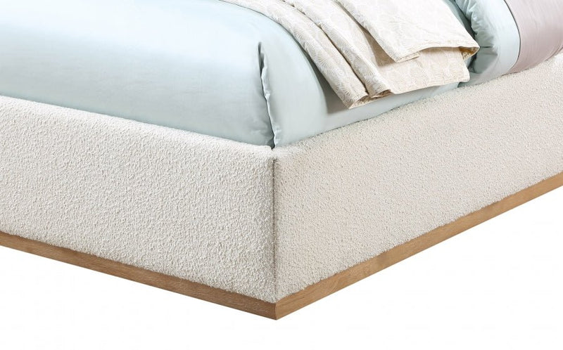 Monaco Boucle Fabric Twin Bed Cream - Gate FurnitureTwin Bed