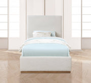 Monaco Boucle Fabric Twin Bed Cream - Gate FurnitureTwin Bed