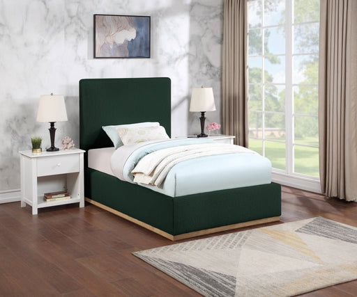 Monaco Boucle Fabric Twin Bed Green - Gate FurnitureTwin Bed