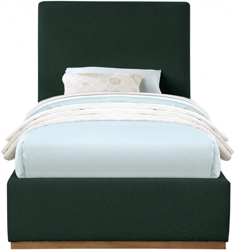 Monaco Boucle Fabric Twin Bed Green - Gate FurnitureTwin Bed