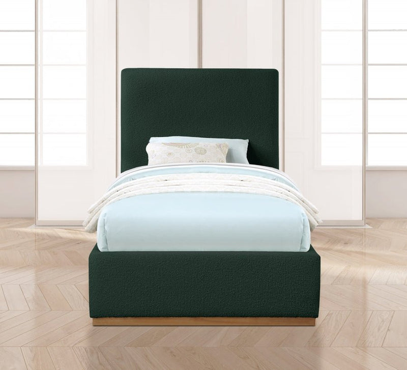 Monaco Boucle Fabric Twin Bed Green - Gate FurnitureTwin Bed