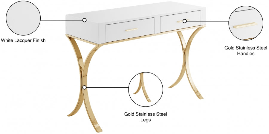 Monroe Vanity | Desk | Console Table Gold - 461-T