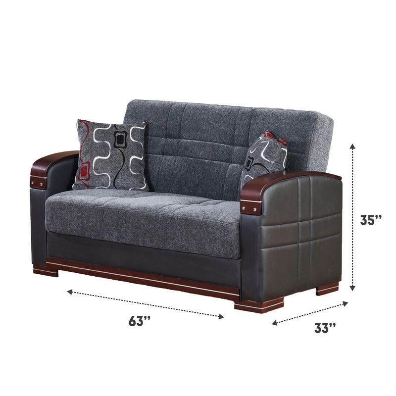 Montana 63 in. Convertible Sleeper Loveseat in Gray with Storage - Gate FurnitureLoveseat
