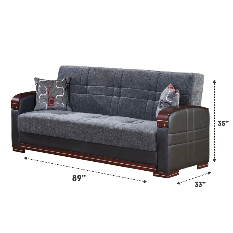 Montana 89 in. Convertible Sleeper Sofa in Gray with Storage - Gate FurnitureSleeper Sofa