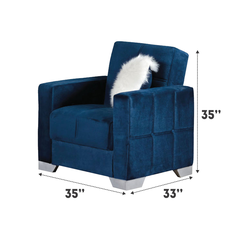 Montreal 35 in. Convertible Sleeper Chair in Blue with Storage - Gate FurnitureLiving Room Chair