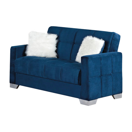 Montreal 65 in. Convertible Sleeper Loveseat in Blue with Storage - Gate FurnitureLoveseat
