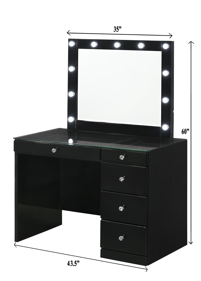 Morgan Black Makeup Vanity Set with Lighted Mirror - Gate FurnitureVanity Set