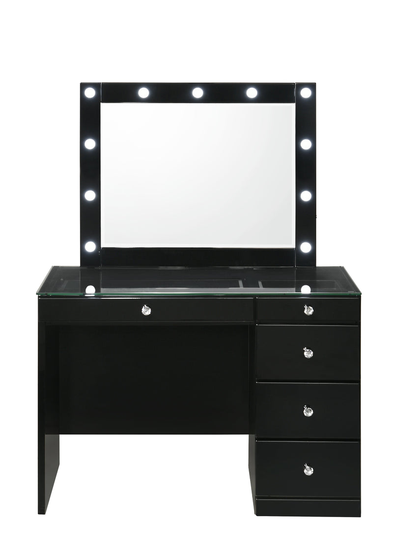 Morgan Black Makeup Vanity Set with Lighted Mirror - Gate FurnitureVanity Set
