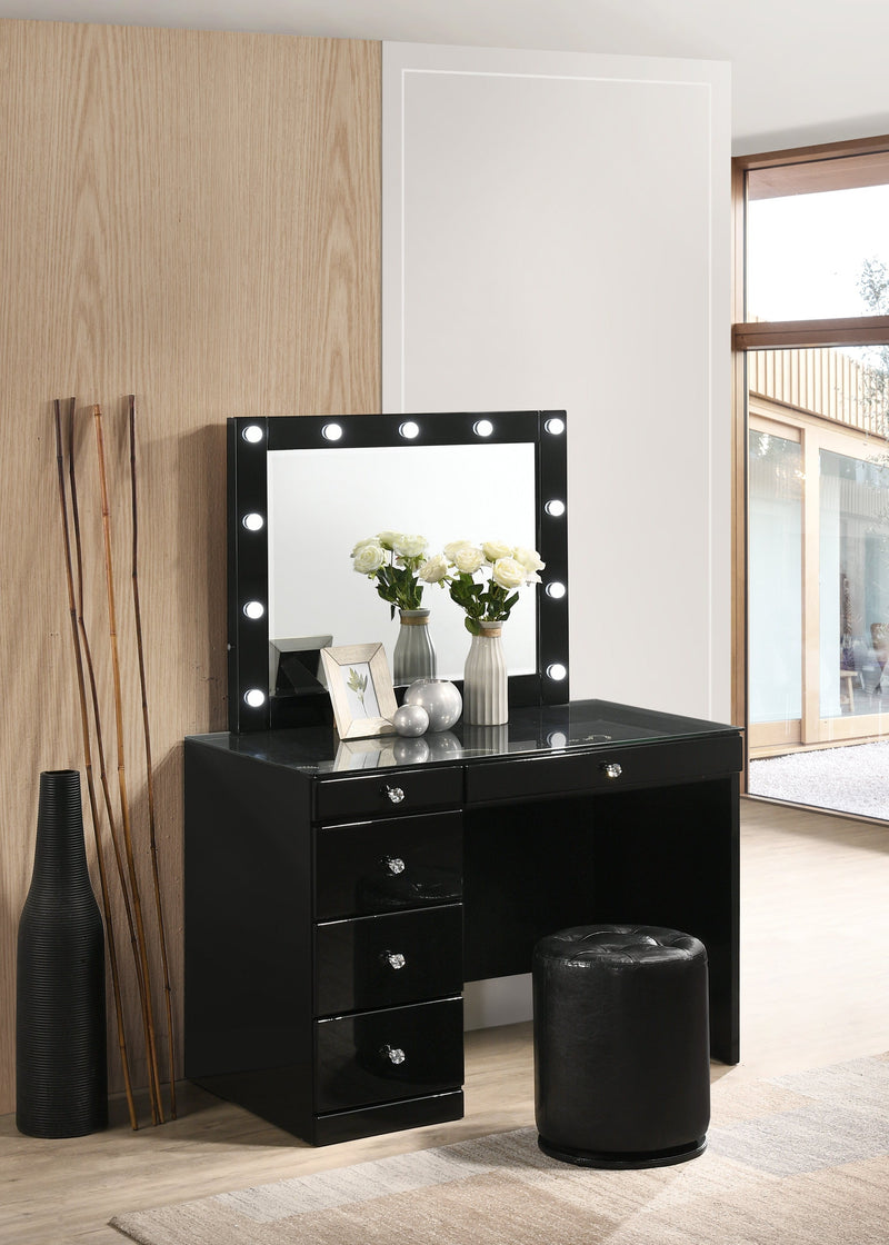 Morgan Black Makeup Vanity Set with Lighted Mirror - Gate FurnitureVanity Set