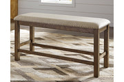 Moriville Beige Counter Height Dining Bench - Gate FurnitureAccent Bench