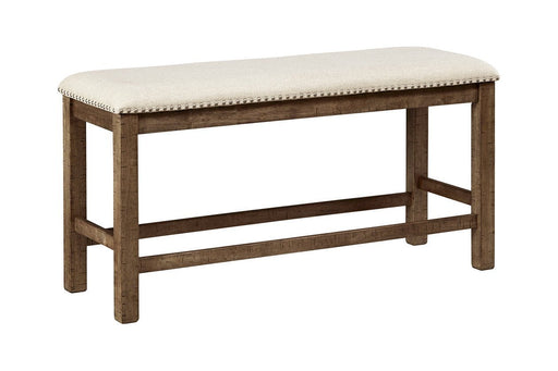 Moriville Beige Counter Height Dining Bench - Gate FurnitureAccent Bench