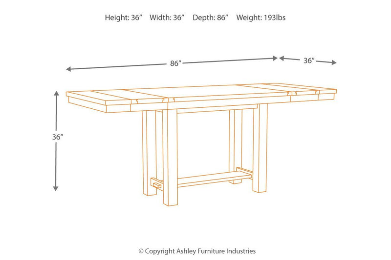 Moriville Grayish Brown Counter Height Dining Extension Table - Gate FurnitureCounter Height Table