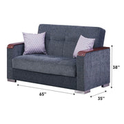 Munich 65 in. Convertible Sleeper Loveseat in Dark Grey with Storage - Gate FurnitureLoveseat