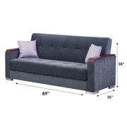 Munich 89 in. Convertible Sleeper Sofa in Dark Gray with Storage - Gate FurnitureSleeper Sofa