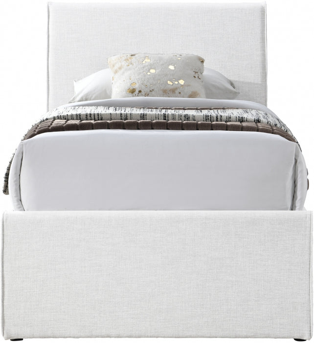 Myles Linen Textured Fabric Twin Trundle Twin Trundle Bed Cream - B1261Cream-T