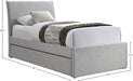 Myles Linen Textured Fabric Twin Trundle Twin Trundle Bed Grey - B1261Grey-T