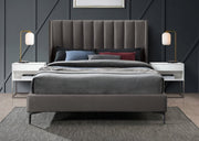 Nadia Velvet King Bed Grey - Gate FurnitureKing Bed