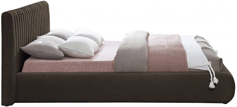 Nash Boucle Fabric King Bed Brown - Gate FurnitureKing Bed