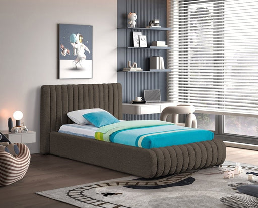 Nash Boucle Fabric Twin Bed Brown - Gate FurnitureTwin Bed