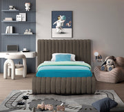 Nash Boucle Fabric Twin Bed Brown - Gate FurnitureTwin Bed