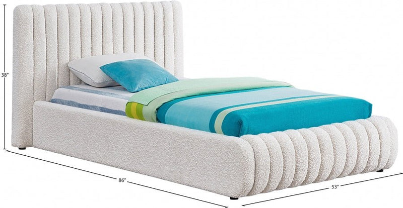 Nash Boucle Fabric Twin Bed Cream - Gate FurnitureTwin Bed