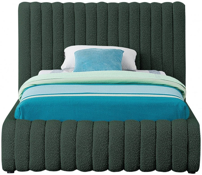 Nash Boucle Fabric Twin Bed Green - Gate FurnitureTwin Bed