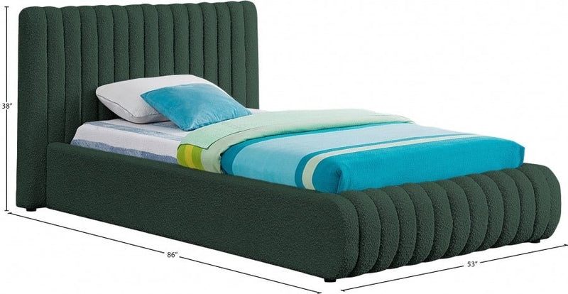 Nash Boucle Fabric Twin Bed Green - Gate FurnitureTwin Bed