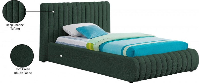 Nash Boucle Fabric Twin Bed Green - Gate FurnitureTwin Bed
