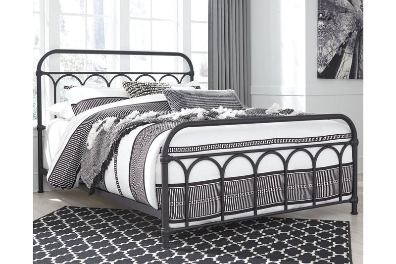 Nashburg Black Queen Metal Bed - Gate FurnitureQueen Bed