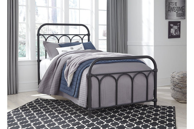 Nashburg Black Twin Metal Bed - Gate FurnitureTwin Bed