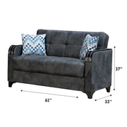 Nebraska 61 in. Convertible Sleeper Loveseat in Gray with Storage - Gate FurnitureLoveseat