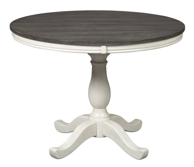 Nelling White/Dark Brown Round Dining Table - Gate Furniture