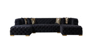 Neva Black Velvet Double Chaise Sectional - Gate FurnitureSectional