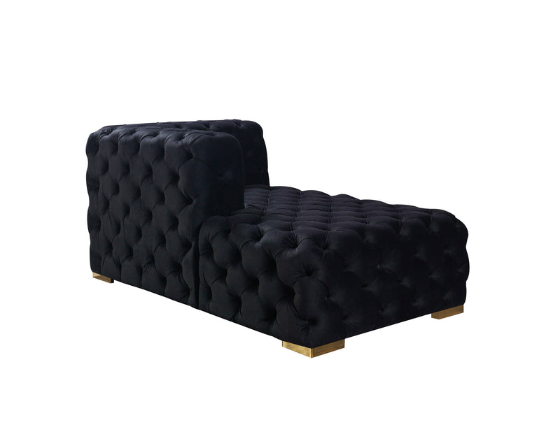 Neva Black Velvet Double Chaise Sectional - Gate FurnitureSectional