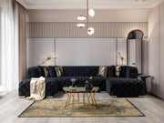 Neva Black Velvet Double Chaise Sectional - Gate FurnitureSectional